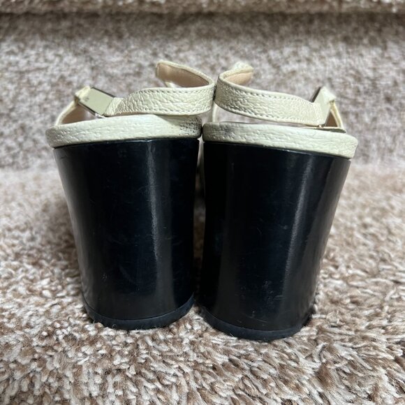 Gucci Women's Cream Sling Back Leather Block Heels - Picture 5 of 15